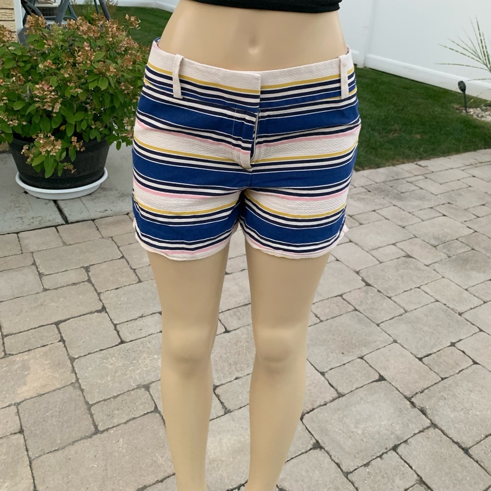 LOFT Riviera Shorts 6 Cotton Blue Pink Stripes Nautical 4” Inseam